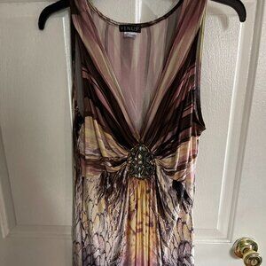 Venus Womens Bejeweled Sleeveless Blouse